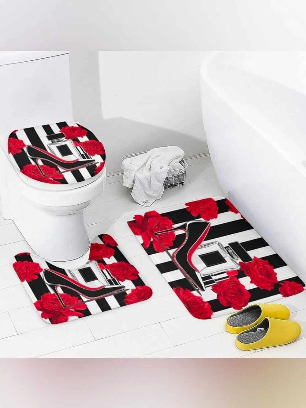 4-Piece Rose & High Heel Bathroom Set | NEW WITH TAGS |